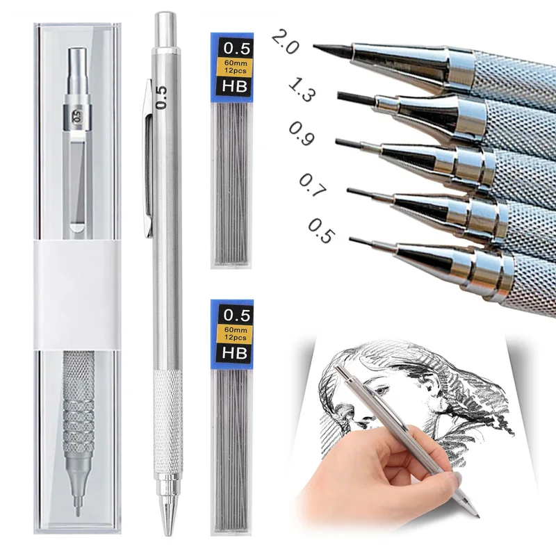 S Low Center Of Gravity Retractable Tips Metal Mechanical Pencil Leads Kit