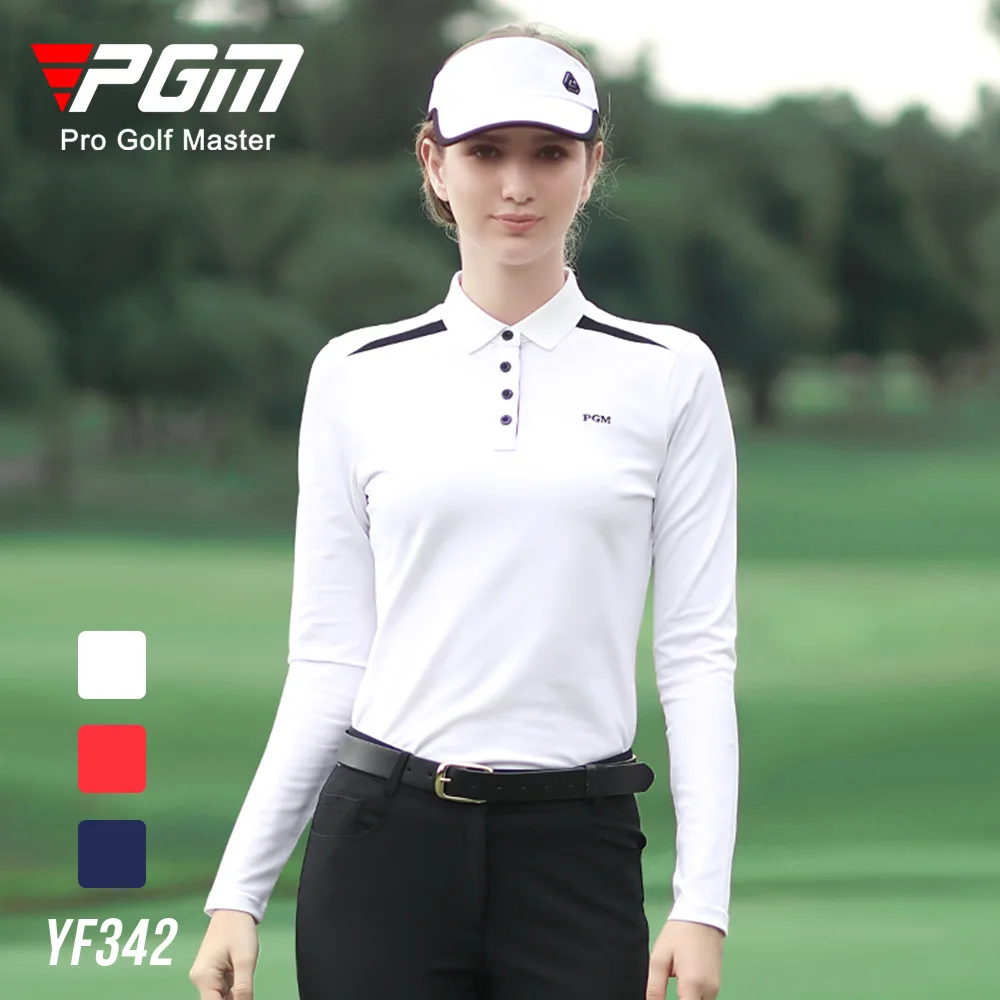 

PGM Golf Women's T-Shirts Sports Leisure Autumn Winter Long Sleeve Lady Clothing Elasticity Warm YF342 Wholesale