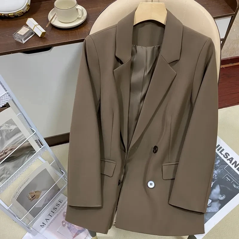 

Coffee Blazer For Women,Korean Fashion Small Suits,Long-Sleeved Suit Jacket,Women's Casual Tops Coats,Office Lady,Spring /Autumn