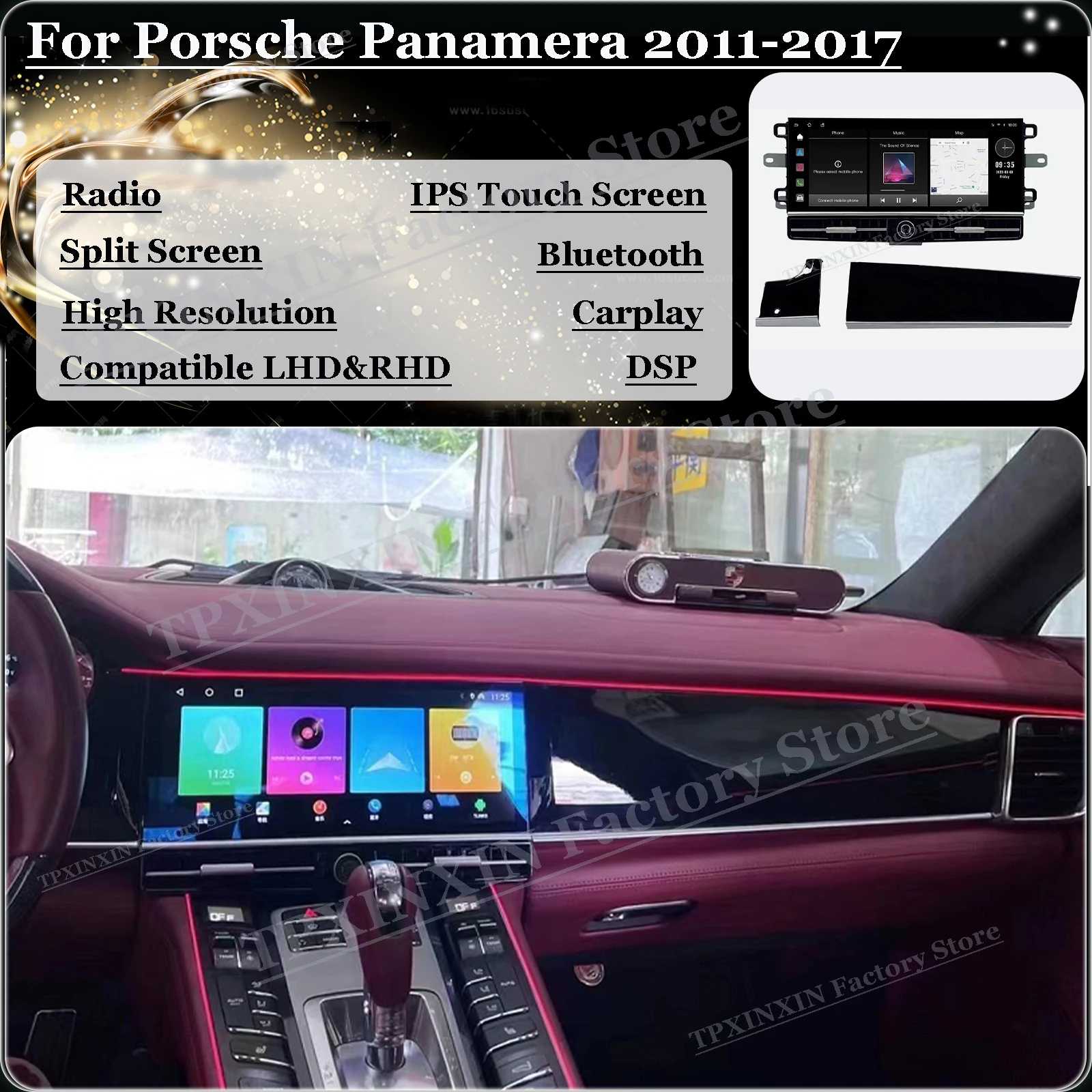 

Автомобильный мультимедийный блок LHD RHD Android 12 для Porsche Panamera 2011 2012 2013 2014 2015 2016 2017 Автомобильный GPS-навигатор