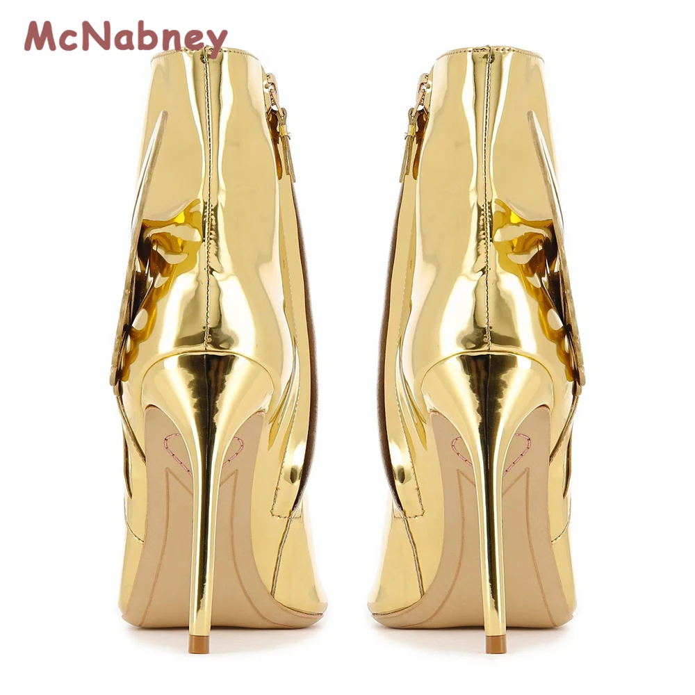 Butterfly Wing Design Women Ankle Boots Pointed Toe High Heels Sexy Side Zipper Stiletto Shoes Women Pumps Short Boots