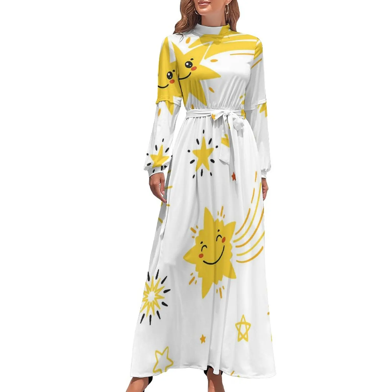 

Женское платье с длинным рукавом и принтом звездного улыбка