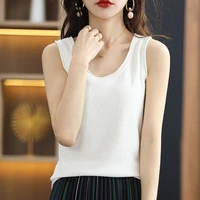 100 cotton sweater vest spring and summer u neck suspenders womens skin friendly all match casual sexy pullover solid color top