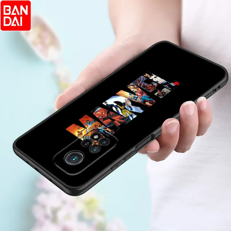 marvel comics luxury logo phone case for xiaomi mi 11 lite ne 11i 11t a3 a2 a1 10t poco x3 nfc gt f3 m3 m4 x4 pro 5g black cover free global shipping