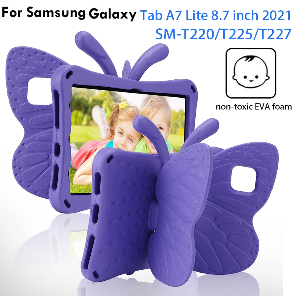 

Kids EVA Case for 2021 Samsung Galaxy Tab A7 Lite 8.7'' SM-T220 T225 Tablet Cover 3D Butterfly Shockproof Protective Funda Case