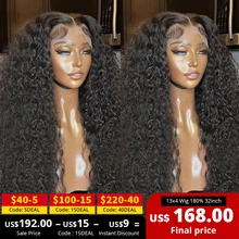 13x4 Water Wave Lace Front Wigs For Black Women Pre Plucked With Baby Hair Curly Human Hair Wigs Deep Wave Frontal Wigs Closure