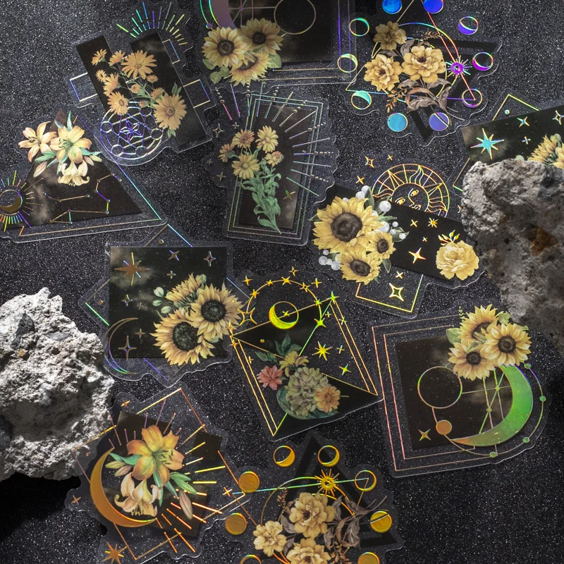 

20Pcs Stickers PET Bronzing Gold Flower Ledger Background Decorative DIY Supplies Materials Sticker Scrapbooking 125*75mm