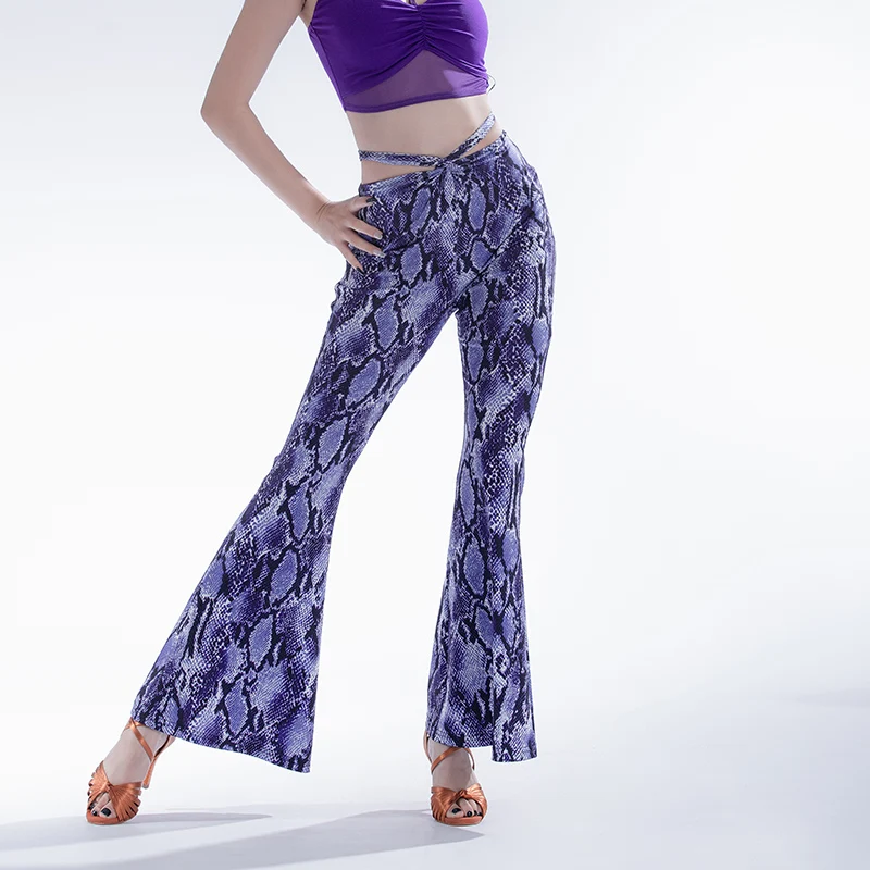 

New Latin Pants Professional Modern Standard Dance Practice Trousers Samba Purple/Black Training Clothing Salsa Clothes DWY7706