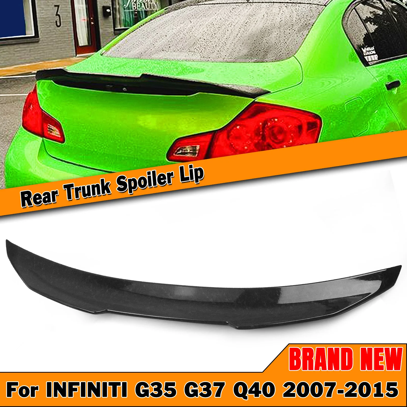 

Rear Trunk Lid Spoiler Wing Splitter Lip For Infiniti G37 G25 Q40 2007-2015 Sedan 4 Door Forged Carbon Fiber Look Car Flap Trim