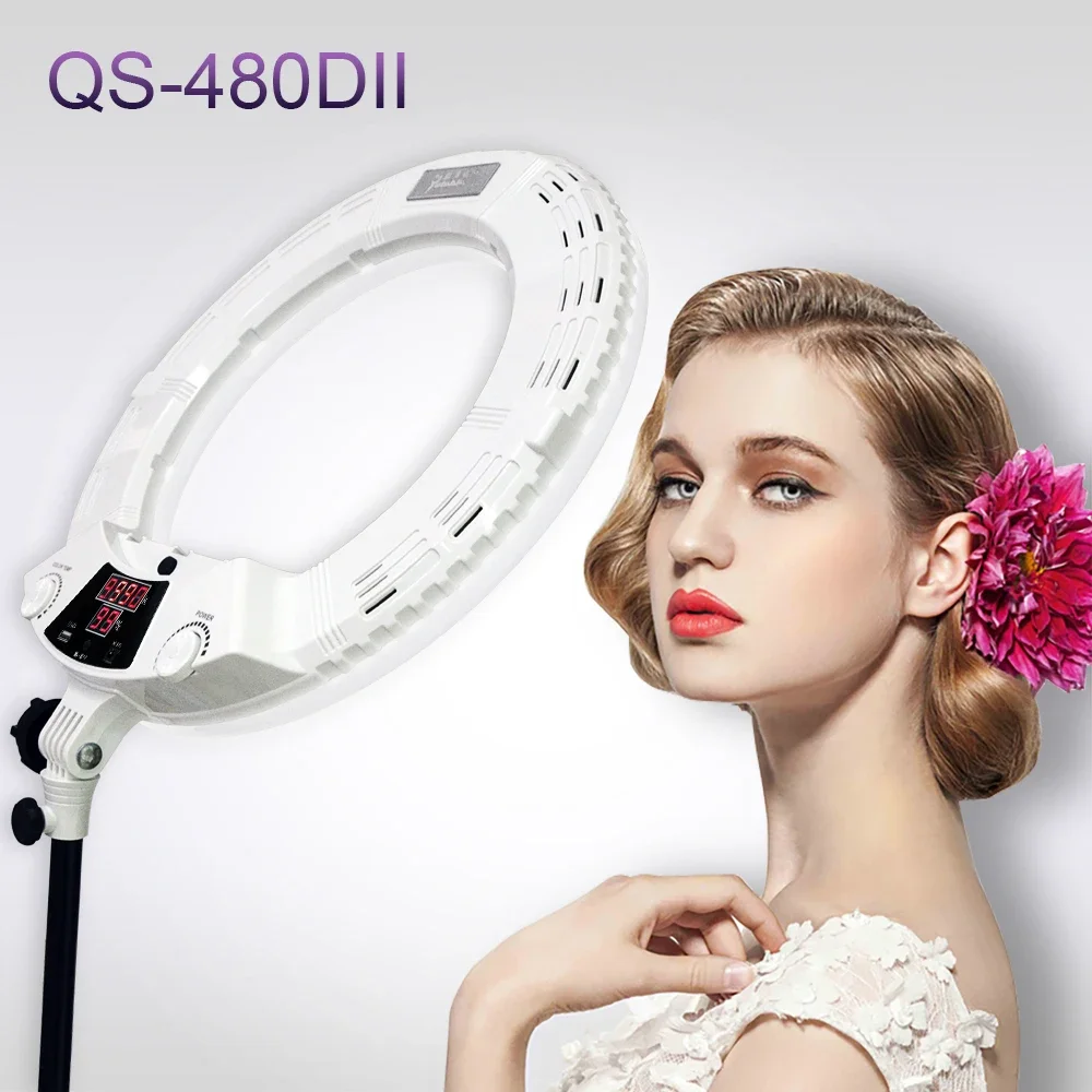 

Yidoblo QS-480DII Bluetooth APP Control Photography Ring Lamp 18" 480PCS LED Ring Light Warm Cold Color Adjustable Ring Lamp