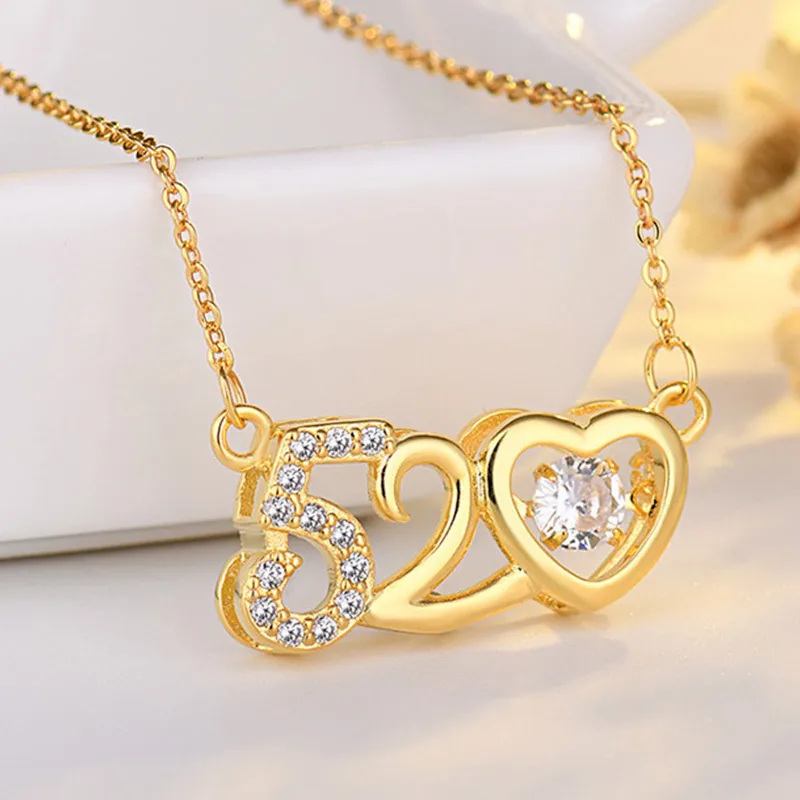 

520 Rhinestone Heart Beating Heart Movement Necklace Girls Clavicle Chains Expressing I Love You Romantic Valentine Party Gift