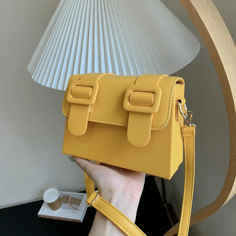 

Brand Designer Small Square Bag Solid Color Crossbody Bags For Women Simple Fashion Messenger Shoulder Bag Lady Handbag Purse