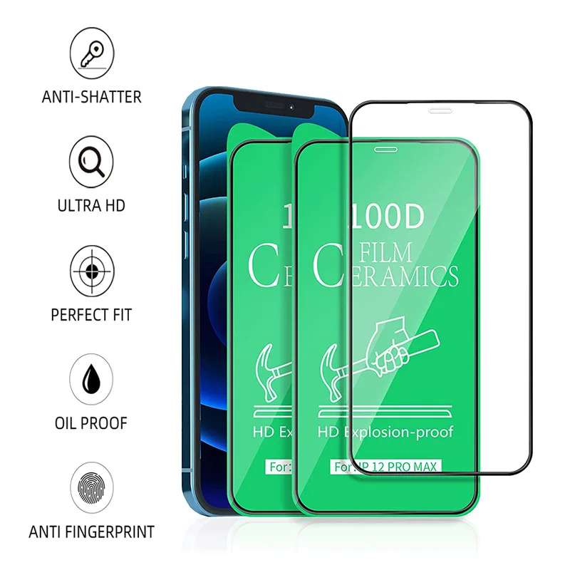 100pcs 9D Soft Ceramic Film for iPhone 11 12 13 14 Pro Max 6 7 8 14 Plus Screen Protector for iPhone 13 Mini X XR Not-Glass