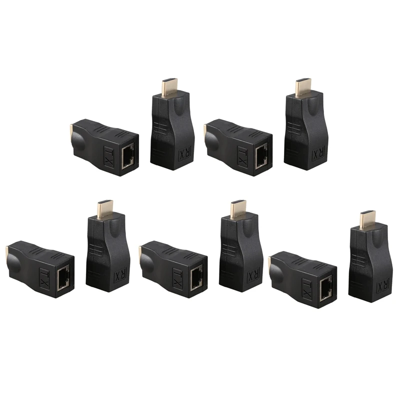 

5X 4K 3D HDMI 1.4 30M Extender To RJ45 Over Cat 5E/6 Network LAN Ethernet Adapter