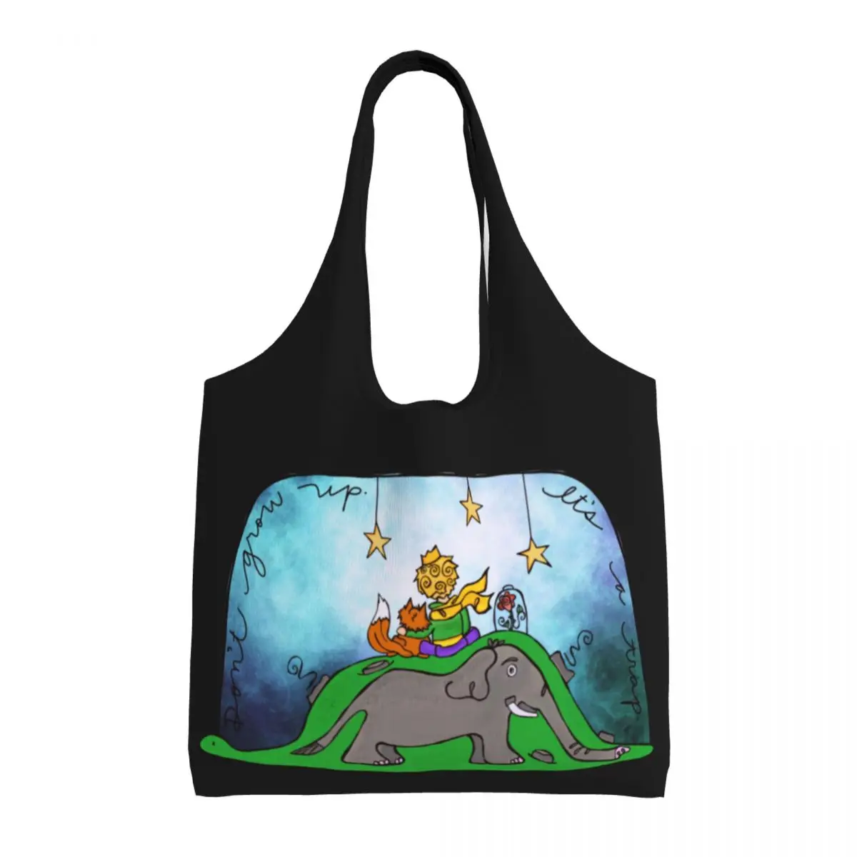

Don't Grow Up Little Prince Shopper Bag Illustration Art Shopping Bags Woman Streetwear Polyester Tote Bag Casual Print Handbags