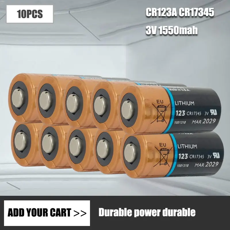 

10 шт., неперезаряжаемые литиевые аккумуляторы Duracell CR123 CR 123A CR17345 16340 cr123a 3 в