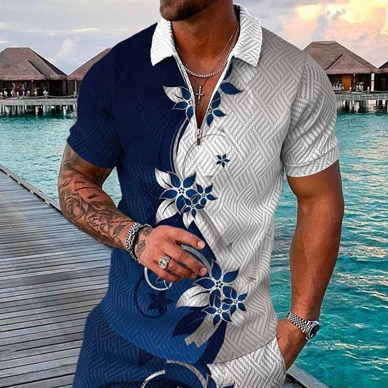 

Мужская Повседневная летняя рубашка-поло с коротким рукавом, Мужская футболка на молнии, мужские топы, одежда для улицы и гольфа, одежда для ...