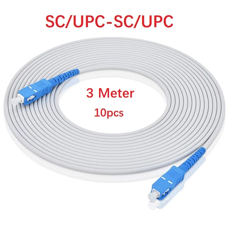 

3Meter 10pcs SC/UPC-SC/UPC Fiber optic Patch Cord Optical Telecom Level Single Mode White Jumper