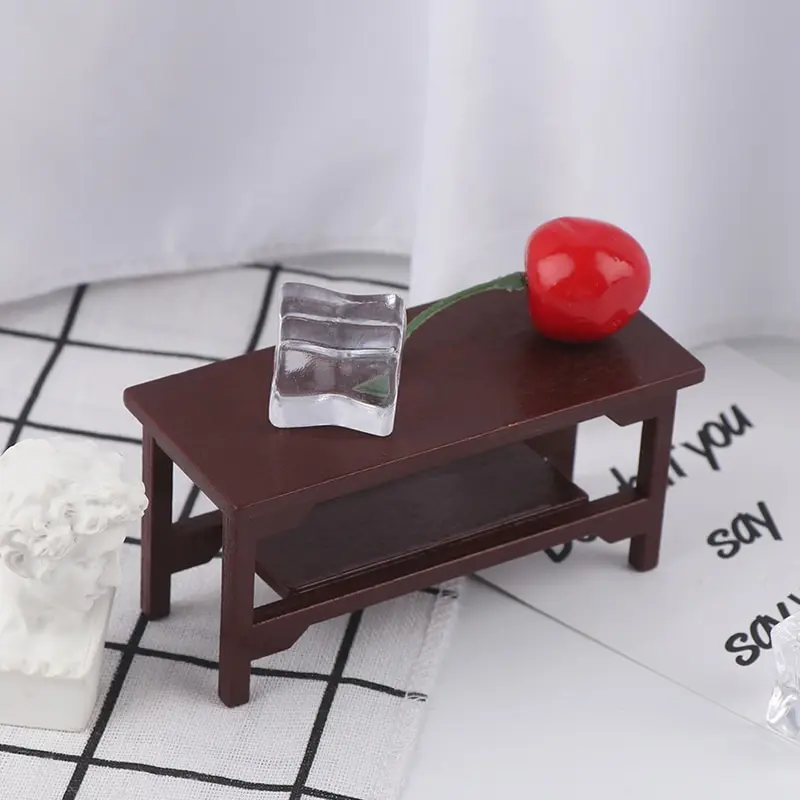1/12 миниатюрный деревянный журнальный столик в стиле ретро для кукольного домика, имитация концевого стола, игрушки для кукольного домика, декоративные аксессуары
