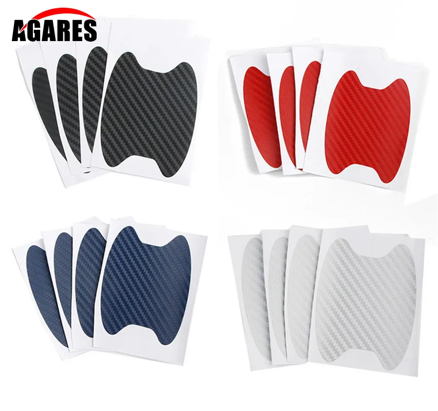 

4pcs/Set Carbon Fiber Texture Car Door Handle Cup Scratch Protective Stickers Exterior Waterproof Auto Door Bowl Sticker