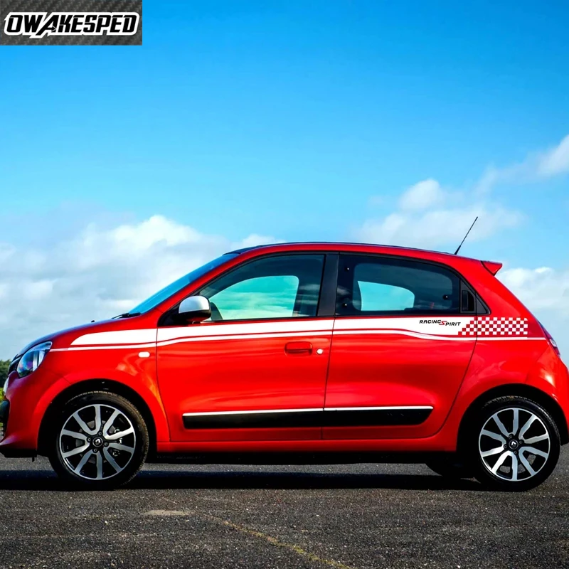Фото Набор виниловых наклеек для автомобиля Renault Twingo Fit 4-дверный, декоративные полосы на кузов, спортивные наклейки на боковые линии кузова №5