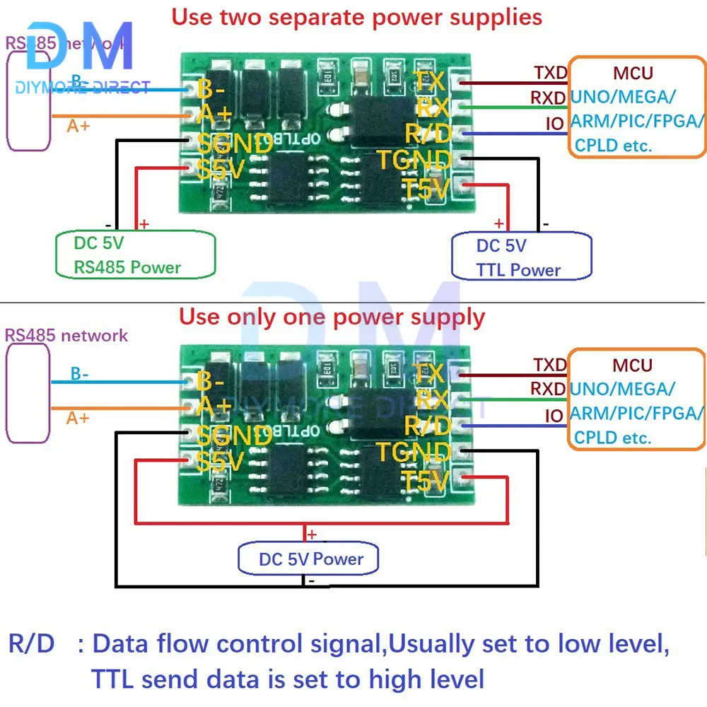 Изолированный модуль связи UART с защитой от перенапряжения, промышленный модуль RS485 TTL232 с поворотом для Arduino