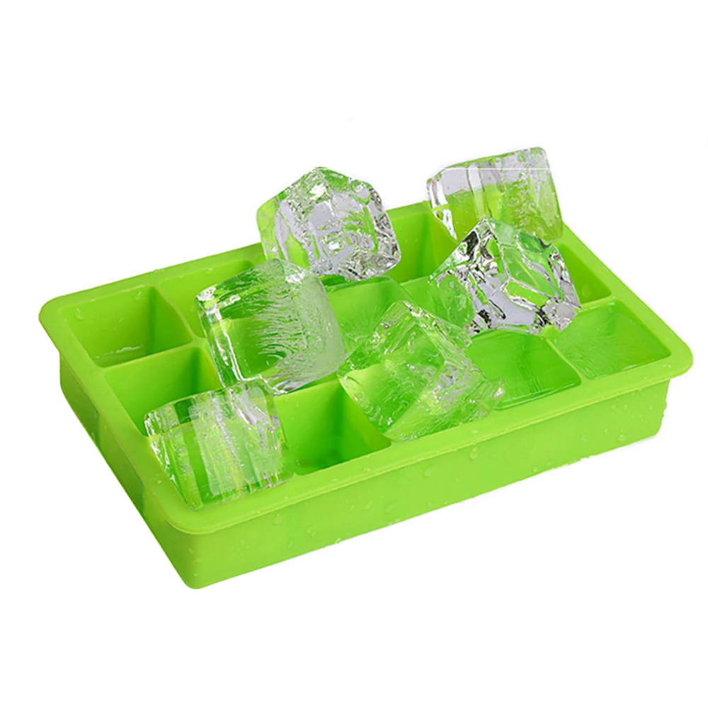 

15 Grids Big Ice Tray Mold Box Large Food Grade Silicone Ice Cube Square Tray Mold Durable Bar Pub Wine Ice Blocks Maker Model