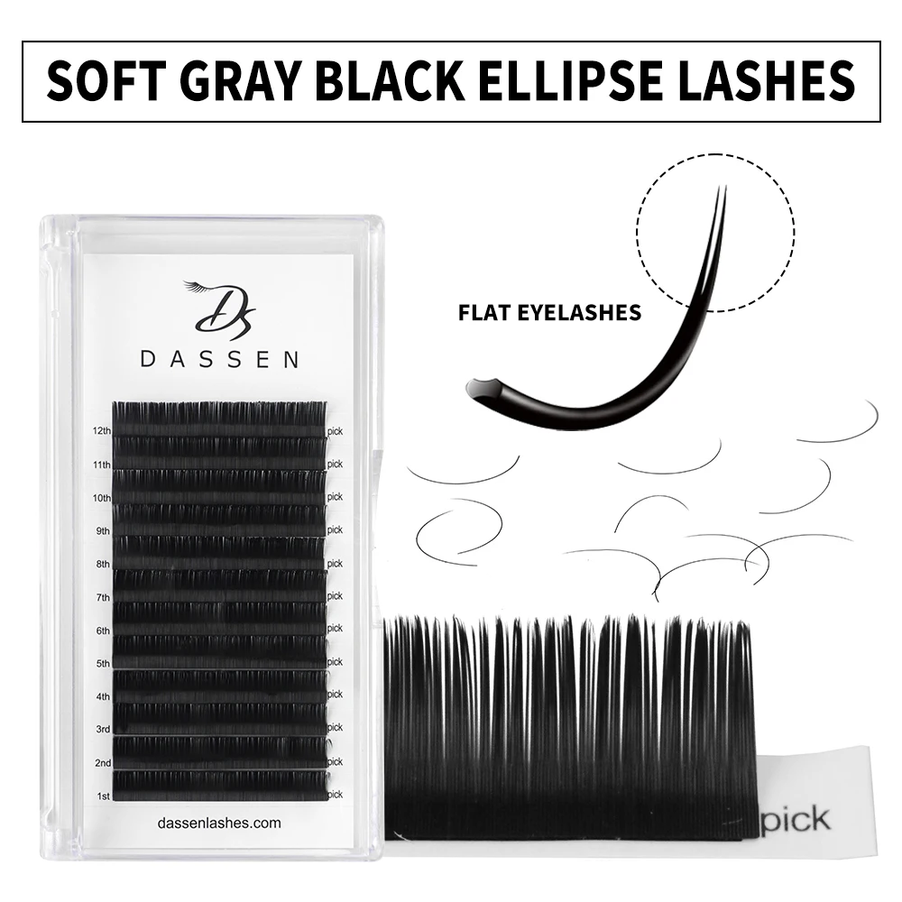 

Ellipse Eyelash Extension Classic Flat Lashes Matte Natural Soft Split Tips Mink Faux Mink Jet Black Flat Individual Lash