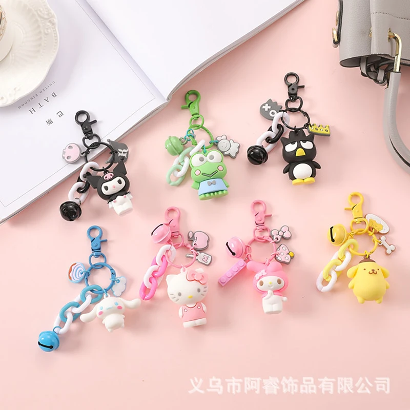 Sanrio брелок для ключей Hello Kitty из аниме Моя Мелодия Kuromi Cinnamoroll мультяшный украшение