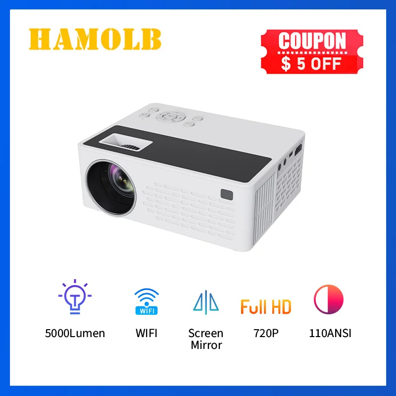 

HAMOLB J12C Mini Projector Smart Home Support 720P Smart TV WIFI Portable Home Theater Synchronous Mobile Phone Projectors LED