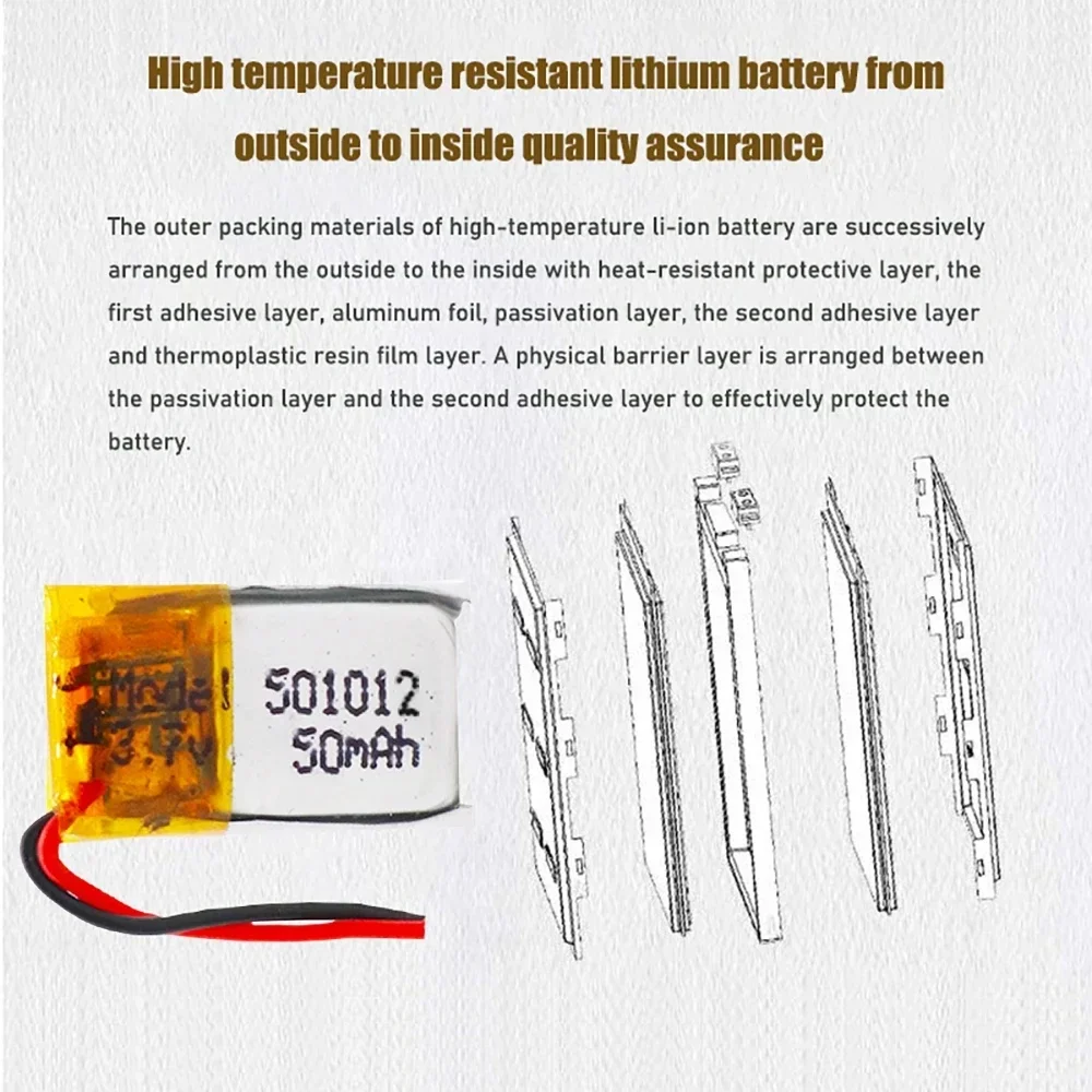 Литий-полимерный литий-ионный аккумулятор 3 7 В 50 мАч 501012 Для DIY 3D класса Mp3