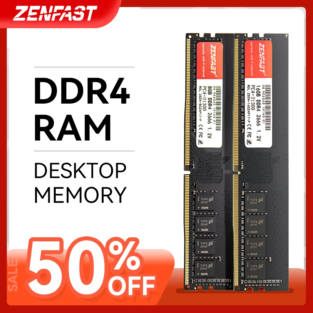 Оперативная память ZENFAST DDR4 ОЗУ для компьютера 4 ГБ 8 16 32 настольного 2133 2400 2666 МГц