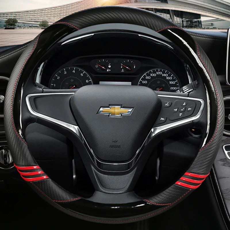

Чехол для руля автомобиля 38 см 15 дюймов, кожаный чехол для Chevrolet Cruze Malibu Sail Spark Captiva Equinox Trax/Tracker AVEO Lova RV