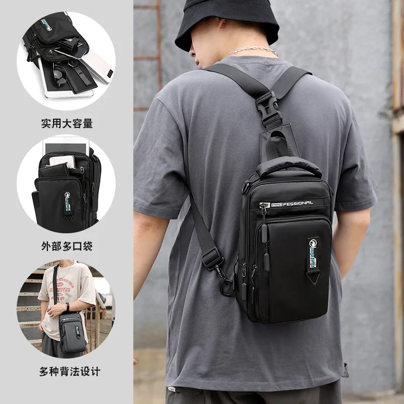 Men's Backpack with Charging Port Waterproof Bicycle Chest Bag Multifunctional Crossbody Bag Organizer Headset Sports Bags
