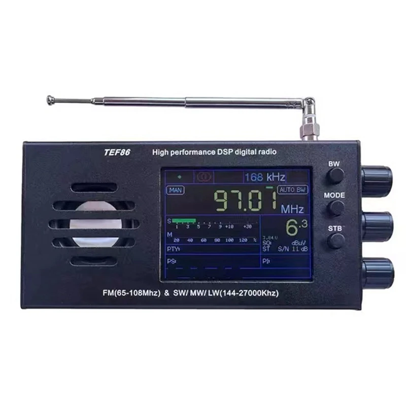 

TEF6686 FM(65-108Mhz)&SW/MW/LW(144-27000Khz) DSP Radio Receiver RDS With Battery Durable Easy To Use Black