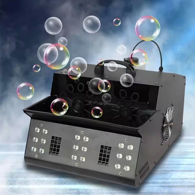 

Сценическая противотуманная машина с пузырьками и 18 лампочками, устройство для создания пузырьков DMX, дымовая машина, распылитель, Двойные колеса