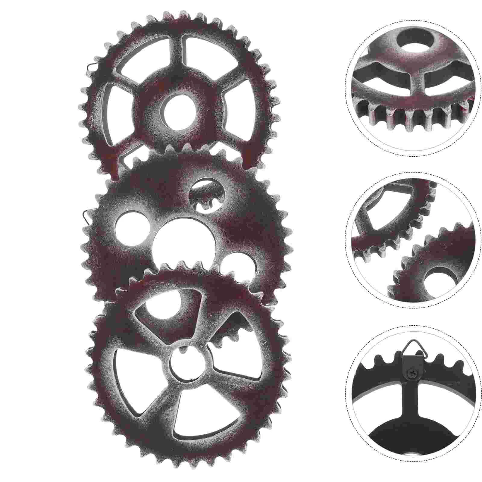 

3Pcs Industrial Wooden Gear Wall Hanging Vintage Steampunk Wall Gear Industrial Style Home Decoration Gift