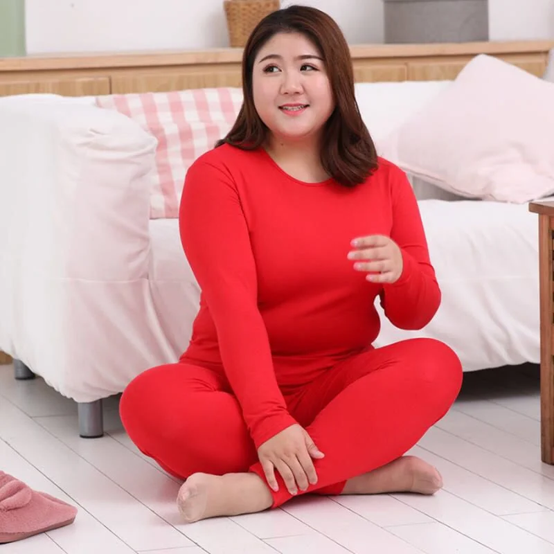 Thermal Underwear Suit Women Clothing Autumn Women Long Johns Solid Warm Winter Girls Underwear 3XL 4XL 5XL 90KG Wear
