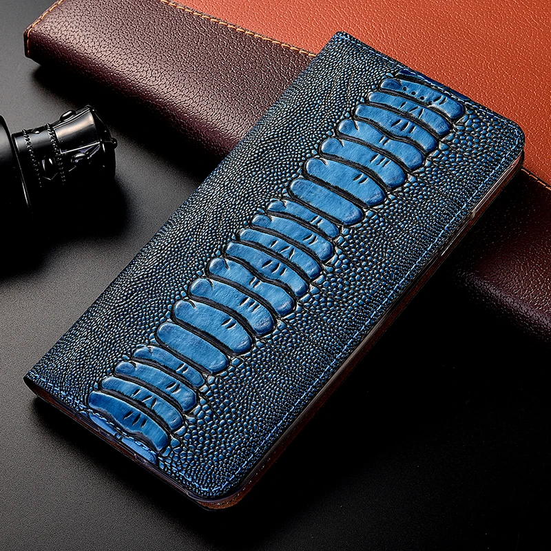 

Ostrich Texture Genuine Leather Case for XiaoMi Redmi K20 K30 K40 K40S K50 K50i Pro Plus Ultra Cowhide Leather Card Pocket Flip