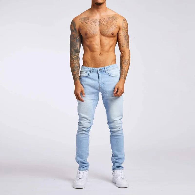 New Mens Jeans Trend Black Slim High Waist Denim Pants Men Four Seasons Full Length Solid Slim Fit Trousers Men Skinny Jeans
