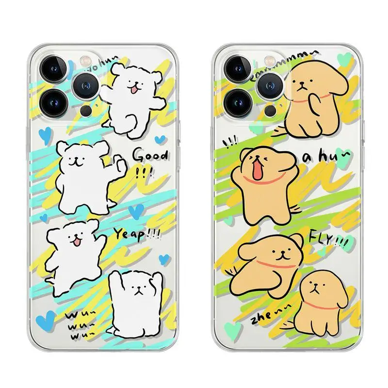 Creative Lines Pompom Purin Couple Mobile Phone Case for Iphone 14/13/12 Huawei Oppo Vivo Millet Kawaii Silicone Phone Case