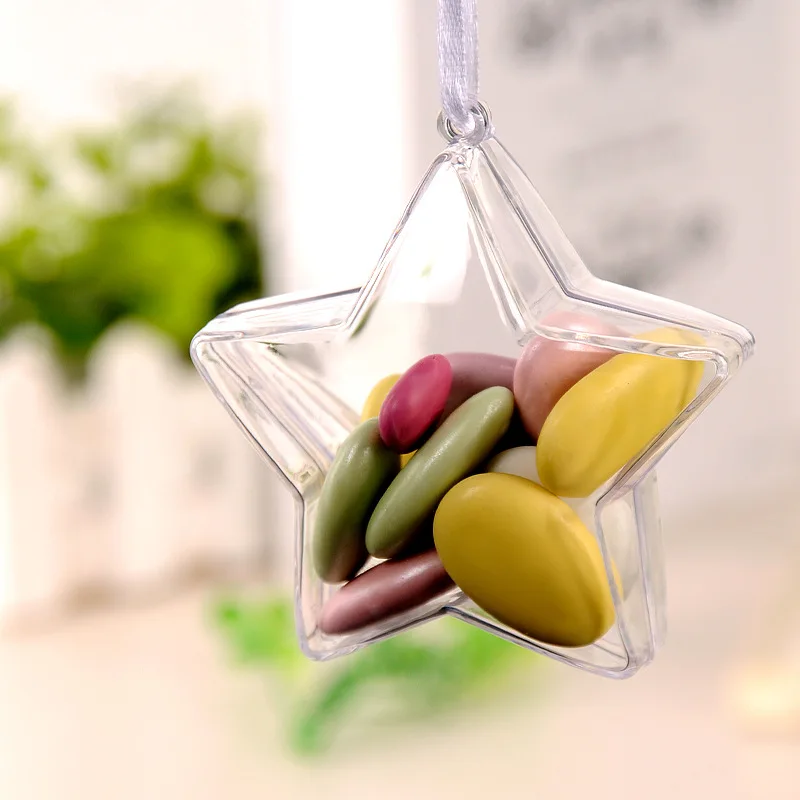 

creative star pattern wedding candy boxes transparent gift cases christamas balls food grade chocolate holders table centerpiece