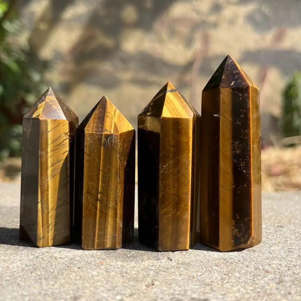 

Башня Тигрового Глаза из натурального кристалла, 4 шт., желтый и черный минеральный кварцевый драгоценный камень, камень для здоровья и бога...
