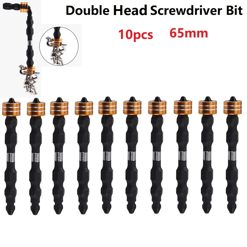 

10PCS Screwdriver Bit Magnetic Ring Double Head Cross S2 65mm Hex Shank Electric Driver Precision Impact Driver Magnetic Ring