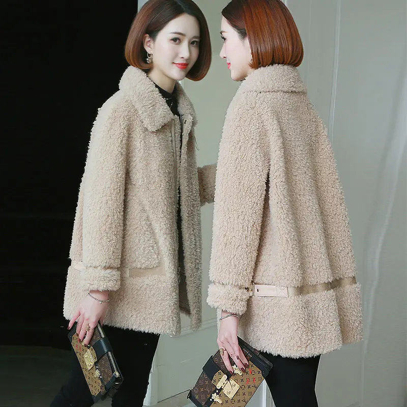 Women's Real Fur Coats Jackets Female Winter Soft Warm Natural Fur Outerwear Ladies Elegant Long Sleeve Winter Wool Coats G174