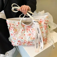 large capacity bag womens bag 2022 fashion shoulder bag simple flower printed style commuter tote bag