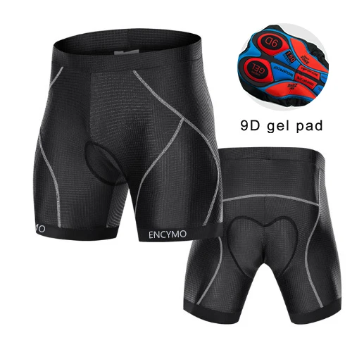 

ENCYMO Bike Underwear Padded Anti-Slip Cycling 9D Gel Padded Bicycle Shockproof Padding Unisex MTB Road Bike Shorts