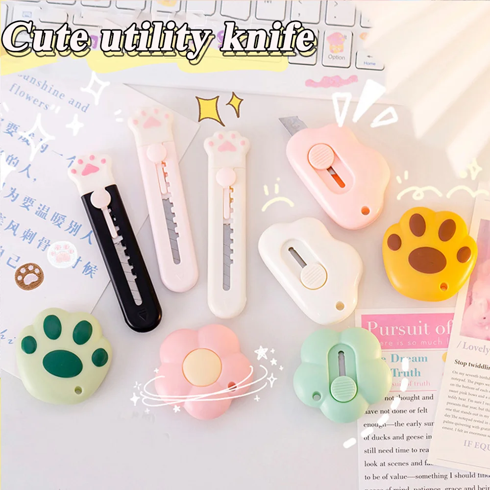 Cute Mini Art Utility Knife Cartoon Cat Paw Cloud Flower Sha