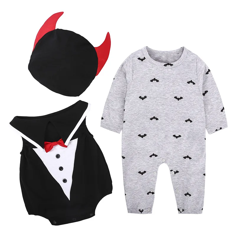 

Halloween Costumes for Children Baby Rompers Boys Girls Newborn Bat Jumpsuit + Hat 3 Piecees Set Kids Clothes SKMY152