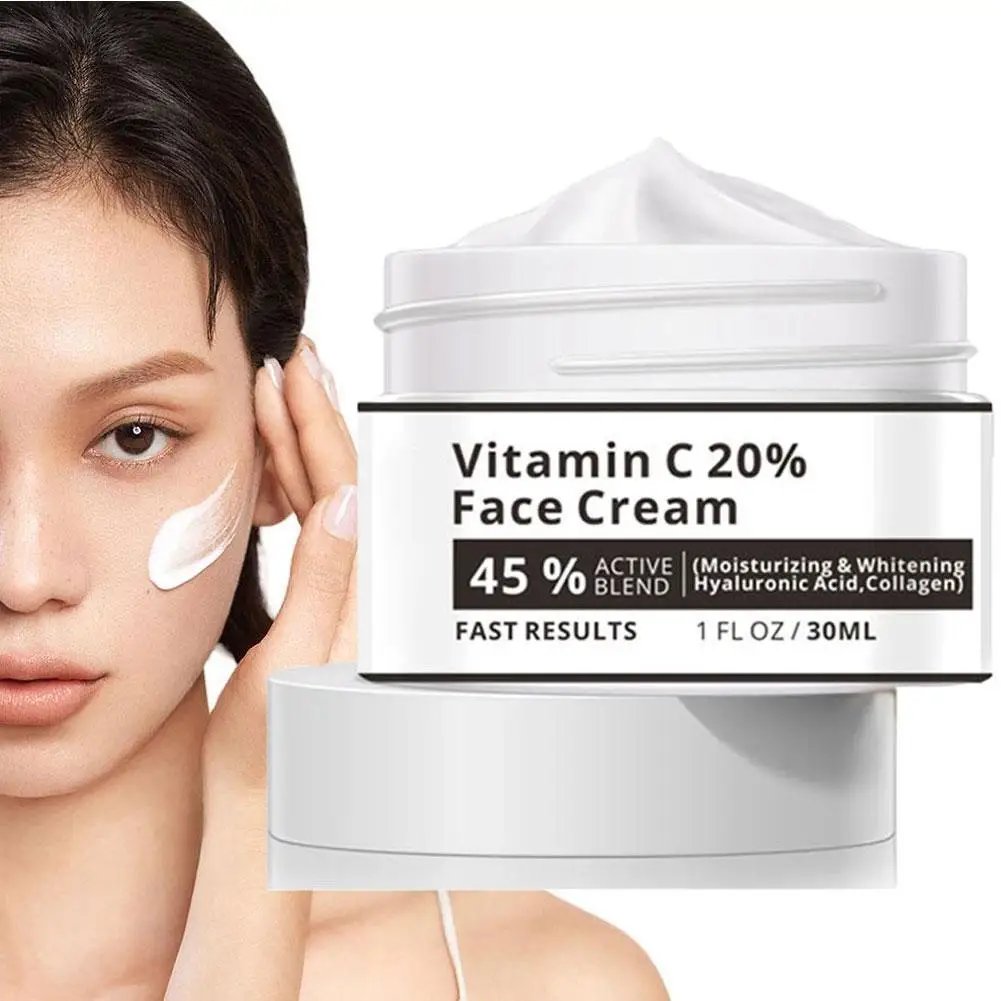 

Vitamin C 20% Face Cream Whitening Remove Dark Spots Facial Gel Repair Fade Freckls Remover Brighten Skin Care 30ml
